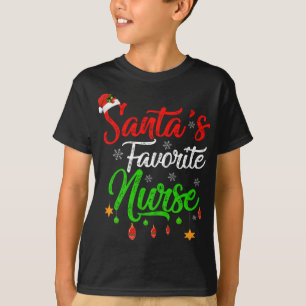 Funny Xmas Santa's Favourite Nurse Christmas T-Shirt