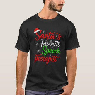 Funny Xmas Santa's Favourite Speech Therapist Chri T-Shirt