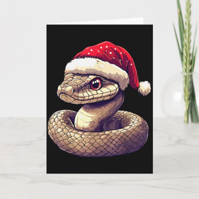 Funny Xmas Snake Lovers Christmas Pajama Snake San Card (Front)