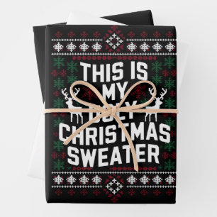 Funny Xmas This Is My Ugly Christmas Sweater Wrapping Paper Sheet