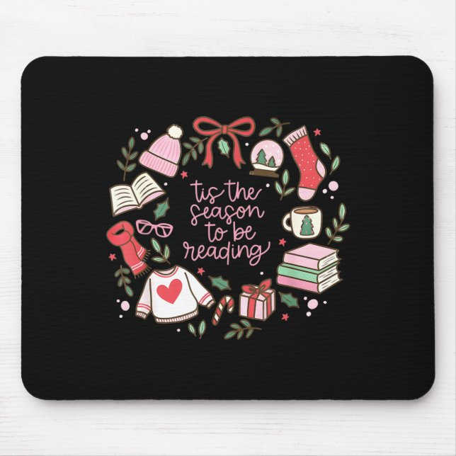 Funny Xmas Tis The Season To Be Reading Books Paja Mouse Pad (Front)