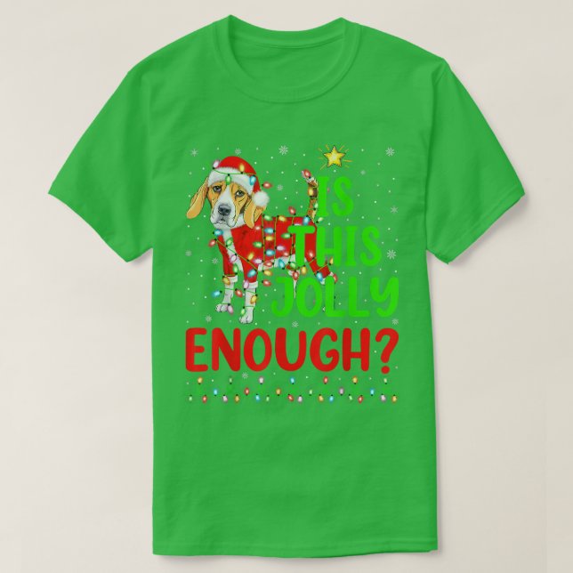 Funny Xmas Tree Is This Jolly Enough Beagle Christ T-Shirt (Design Front)
