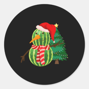 Funny Xmas Watermelon Snowman - Christmas In July Classic Round Sticker