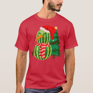 Funny Xmas Watermelon Snowman - Christmas In July  T-Shirt