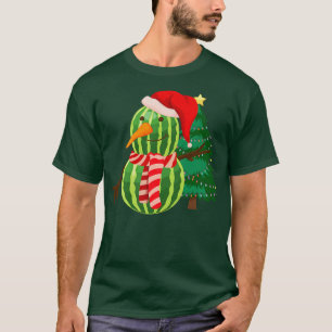 Funny Xmas Watermelon Snowman - Christmas In July T-Shirt