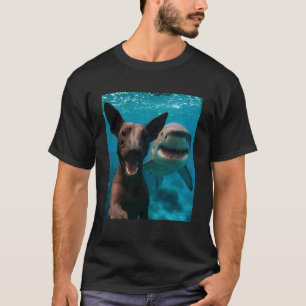 Funny Xoloitzcuintle Dog Selfie with Shark Ocean L T-Shirt