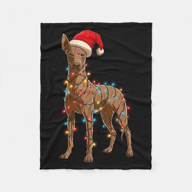Funny Xoloitzcuintli Christmas Graphic Dog Lights  Fleece Blanket (Front)