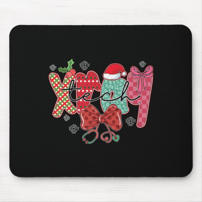 Funny Xray Tech Christmas Women Coquette Bow Radio Mouse Pad (Front)