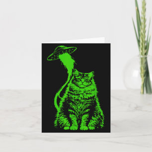 Funny Y2k Alien Cat Abduction Meme Card