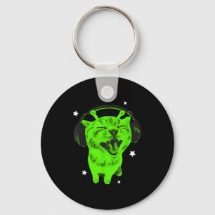 Funny Y2k Alien Cat Meme Retro Silly Cat Vintage S Key Ring