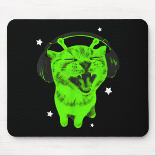 Funny Y2k Alien Cat Meme Retro Silly Cat Vintage S Mouse Pad