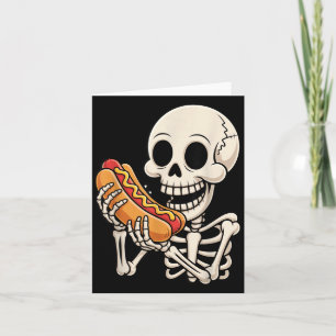 Funny Y Skeleton Eating Hot Dog Halloween Costume Card