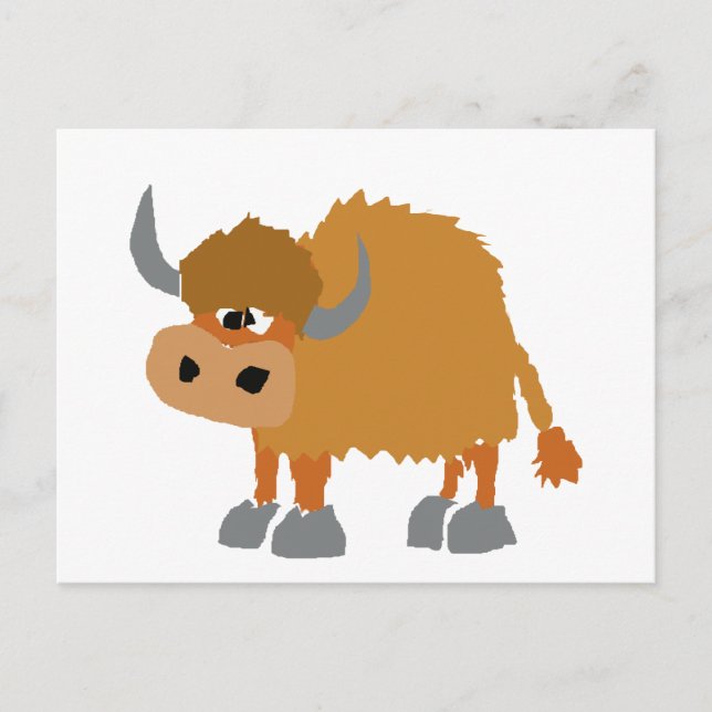 Funny Yak Primitive Art Design Postcard (Front)