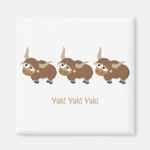 Funny Yak Yak Yak Pun Cute Cartoon Yaks Magnet