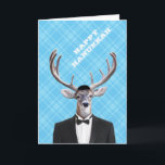 Funny Yarmulke Happy Hanukkah Deer Blue Plaid Holiday Card<br><div class="desc">Funny Yarmulke Happy Hanukkah Deer Blue  This quirky buck will make a handsome addition to anyone's hearth.  Personalise the inside now or handwrite a message later for that personal touch!</div>