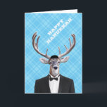 Funny Yarmulke Happy Hanukkah Deer Blue Plaid Holiday Card<br><div class="desc">Funny Yarmulke Happy Hanukkah Deer Blue  This quirky buck will make a handsome addition to anyone's hearth.  Personalise the inside now or handwrite a message later for that personal touch!</div>