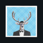 Funny Yarmulke Happy Hanukkah Deer Blue Plaid Napkin<br><div class="desc">Funny Yarmulke Happy Hanukkah Deer Blue Plaid. Featuring a yarmulke hat,  this quirky buck will make a handsome addition to your Hanukkah party.</div>
