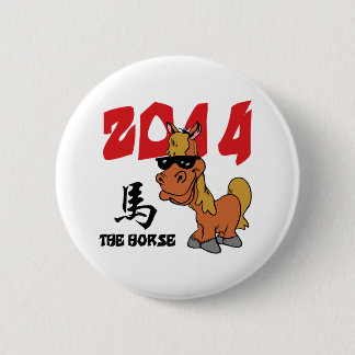 Funny Year of The Horse 2014 6 Cm Round Badge