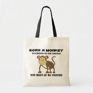 Funny Year of The Monkey "Born A Monkey" Tote Bag