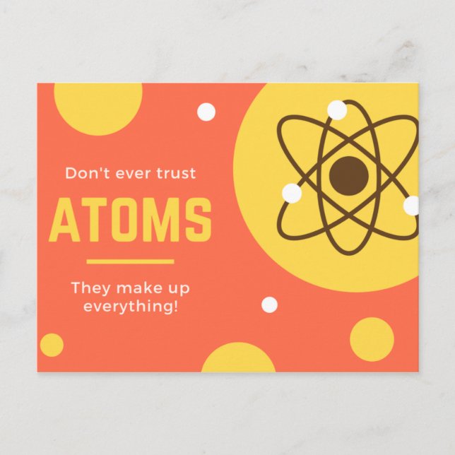 Funny Yellow and Orange Atoms Postcard (Front)