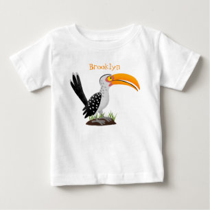 Funny yellow billed hornbill safari bird cartoon baby T-Shirt
