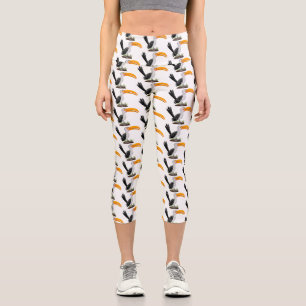 Funny yellow billed hornbill safari bird cartoon capri leggings