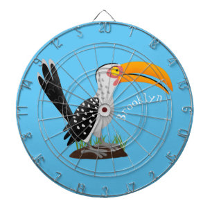 Funny yellow billed hornbill safari bird cartoon dartboard