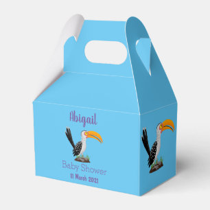 Funny yellow billed hornbill safari bird cartoon favour box