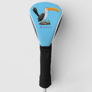 Funny yellow billed hornbill safari bird cartoon golf head cover
