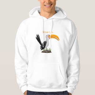 Funny yellow billed hornbill safari bird cartoon hoodie