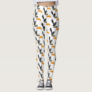 Funny yellow billed hornbill safari bird cartoon leggings