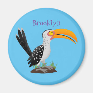 Funny yellow billed hornbill safari bird cartoon magnet