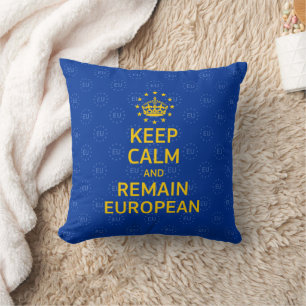 Funny Yellow Blue Keep Calm Crown Europe Modern Cushion