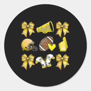 Funny Yellow Cheer Coquette Football Mum Women Gir Classic Round Sticker
