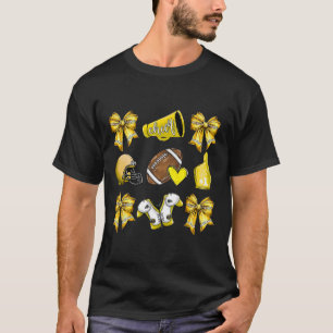 Funny Yellow Cheer Coquette Football Mum Women Gir T-Shirt