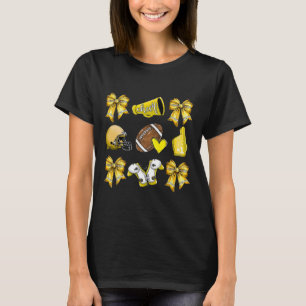 Funny Yellow Cheer Coquette Football Mum Women Gir T-Shirt