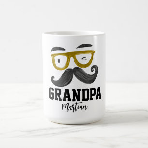 Funny yellow classes and moustache Custom Grandpa Coffee Mug