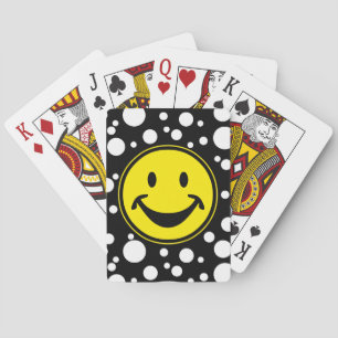 Funny yellow & Dots + your backg. & ideas Playing Cards