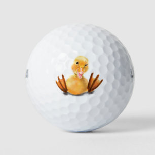 Funny Yellow Duck Playful Wink Golf Balls