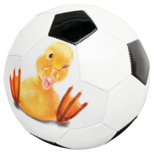 Funny Yellow Duck Playful Wink - Hallo Smile Soccer Ball