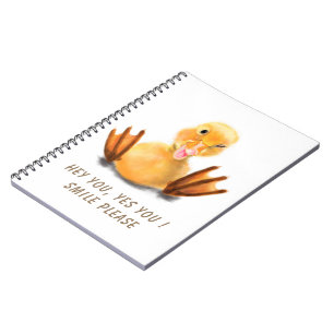Funny Yellow Duck Playful Wink Happy Smile Cartoon Notebook