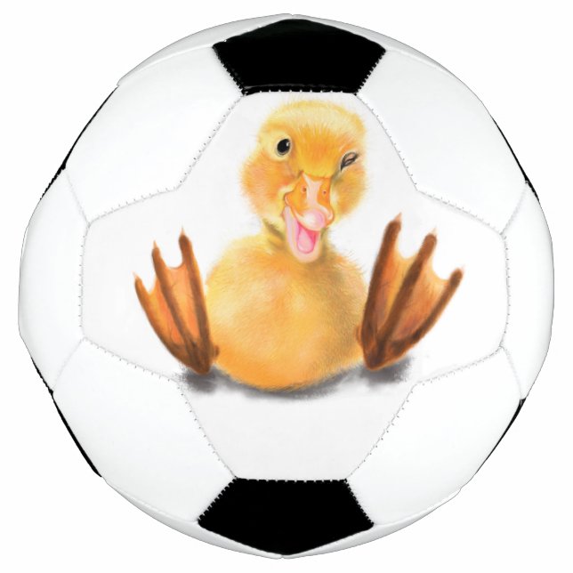 Funny Yellow Duck Playful Wink - Happy Smile  Soccer Ball (Front)