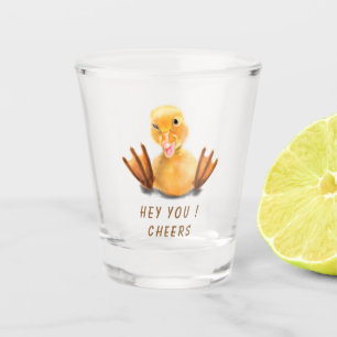 Funny Yellow Duck Playful Wink - Smile - Cheers Shot Glass