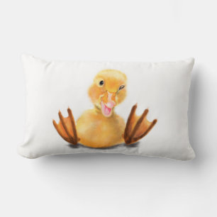 Funny Yellow Duck Playful Wink - Smile Lumbar Cushion