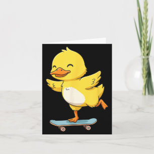 Funny Yellow Duck Skater Skateboard Ballerina Zoo Card