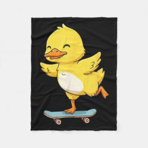 Funny Yellow Duck Skater Skateboard Ballerina Zoo  Fleece Blanket