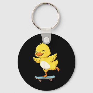 Funny Yellow Duck Skater Skateboard Ballerina Zoo Key Ring