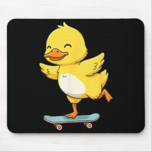 Funny Yellow Duck Skater Skateboard Ballerina Zoo  Mouse Pad