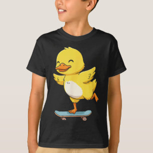 Funny Yellow Duck Skater Skateboard Ballerina Zoo T-Shirt