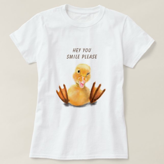 Funny Yellow Duck T-Shirt with Catchy Text (Design Front)
